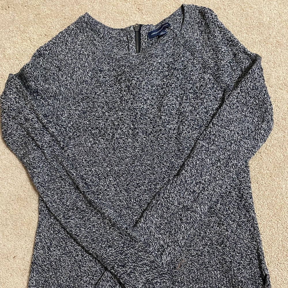 AE Navy Zip Sweater